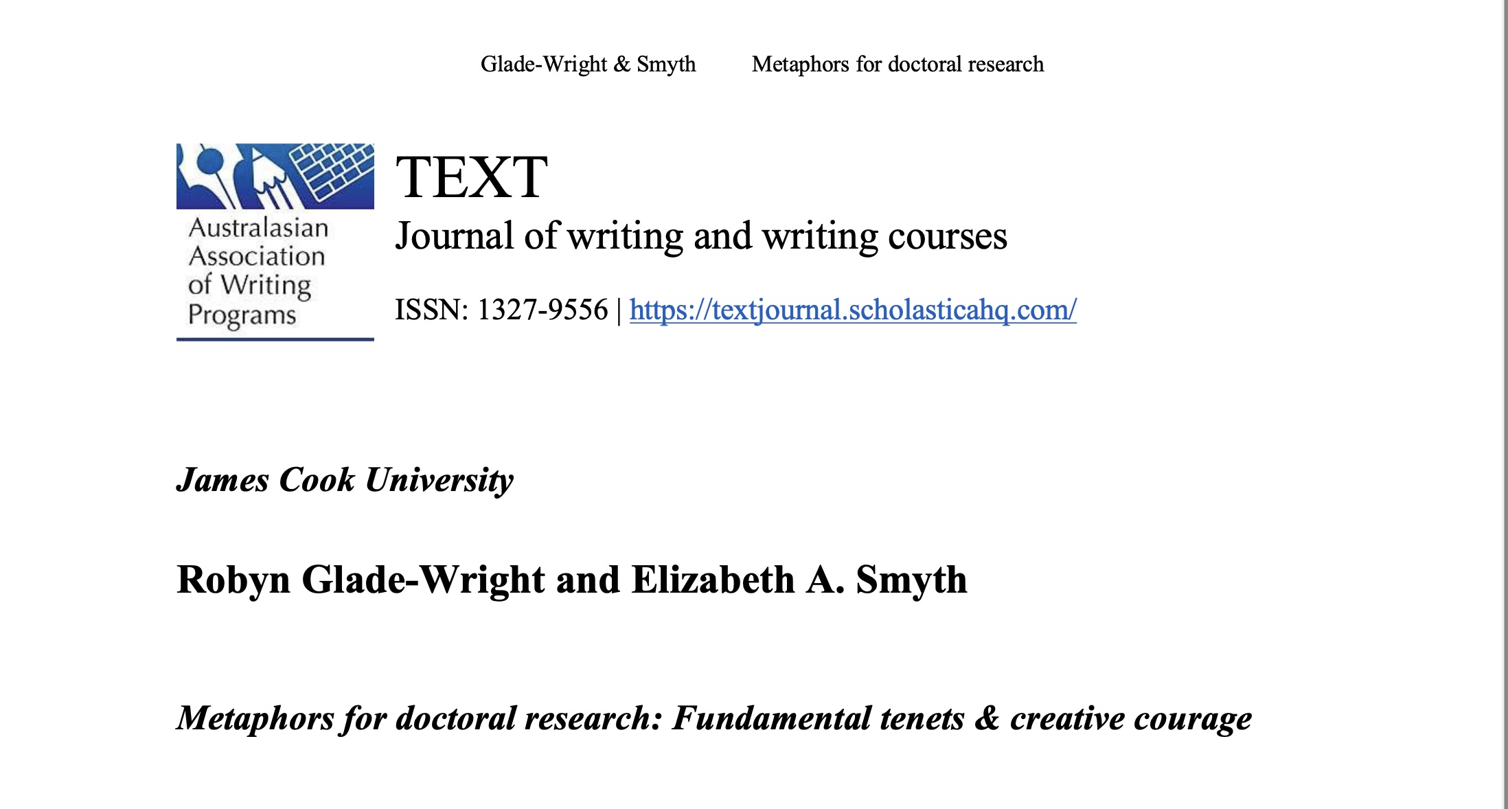 Metaphors for doctoral research: Fundamental tenets & creative courage